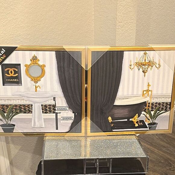 Crystal Luxe Bath Time With Chanel 2-PC Framed Canvas Wall Decor - Picture 5 of 10